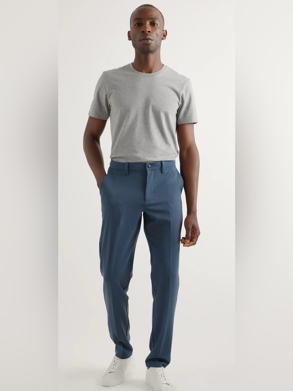 Quince Ultra-Stretch 24/7 Smart Chinos Pants Athletic Tapered Ocean Blue Size 34